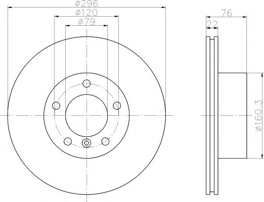 HELLA Диск тормозной перед. (вентил.) BMW 5-serie (E39) (296*22) BOSCH арт. 8DD355104591