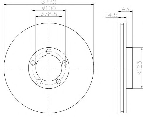 HELLA FORD диск гальм. перед. (вентил.) Transit 94-00 (270*24,1) ROADHOUSE арт. 8DD355105641