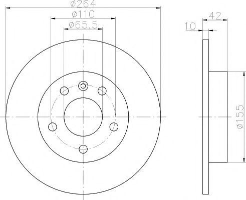 Гальмівний диск зад. Opel Astra G 98-14 (264x10) BOSCH арт. 8DD355106111