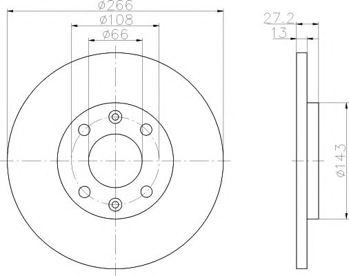 HELLA PRO PEUGEOT диск гальмівний перед. Partner 96- TRW арт. 8DD355105751