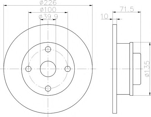 HELLA VW Диск гальмівний задній SEAT FERODO арт. 8DD355101661