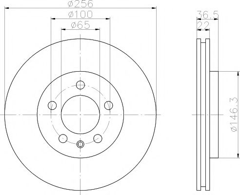 HELLA VW Диск тормозной вент.передн. Audi A3,Golf IV,Polo,Skoda Fabia,Octavia BOSCH арт. 8DD355105361