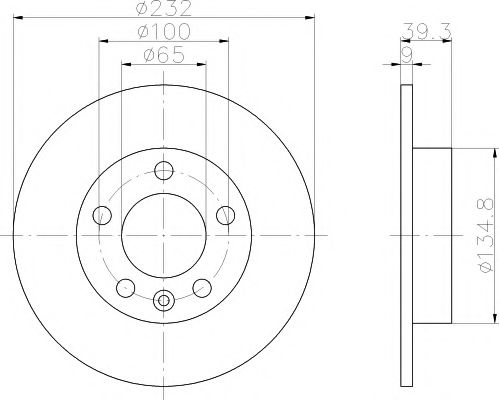 HELLA VW Диск тормозной задний Golf IV,Bora,Skoda Fabia I,II,III,Octavia I,Rapid,Roomster,Seat TEXTAR арт. 8DD355105411