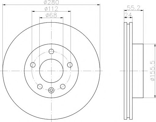 HELLA PRO VW диск гальмівний перед. (вентил.) T4  (280*24) FEBIBILSTEIN арт. 8DD355105591