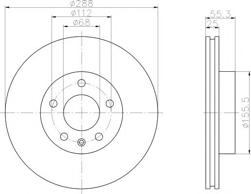 HELLA PRO диск гальмівний перед. (вентил.) VW Sharan 95- FORD Galaxy SEAT (288*25) COMLINE арт. 8DD355104481