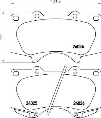 HELLA TOYOTA гальмівні колодки передн.Land Cruiser Prado (J12) 02-,Mitsubishi Pajero IV 07-,Lexus,Tundra NIPPARTS арт. 8DB355010491