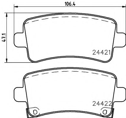 HELLA OPEL Тормозные колодки задн.Insignia 08- BREMBO арт. 8DB355012991