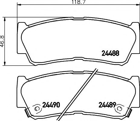 Гальмівні колодки зад. Hyundai Santa Fe 06-12 (mando) (118,6x47x15,6) METELLI арт. 8DB355013081