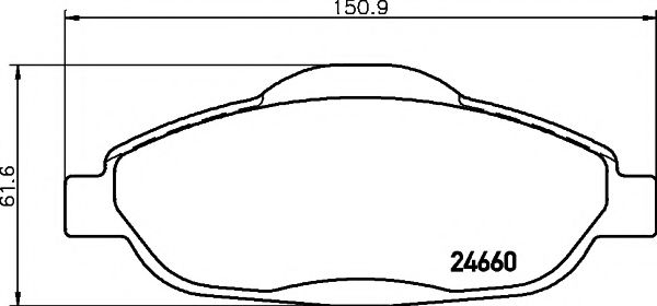 HELLA PEUGEOT гальмівні колодки передн.308,3008 07- METELLI арт. 8DB355013911