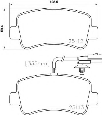 HELLA RENAULT Тормозные колодки задн.Master III 10-,Opel Movano B,Nissan BREMBO арт. 8DB355015301