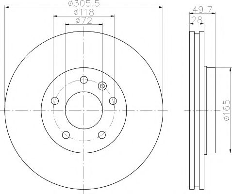 Гальмівний диск перед. Trafic/Vivaro 01- (PRO) BOSCH арт. 8DD355108951