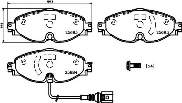 Гальмівні колодки пер. VW Golf VII 12- /Octavia III 12- (TRW) BREMBO арт. 8DB355020191