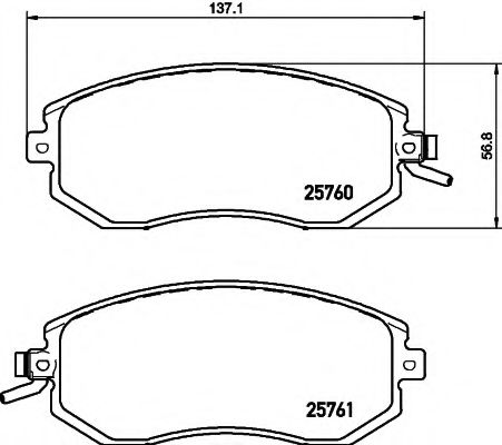 Колодки гальмівні дискові комплект; передн. TEXTAR арт. 8DB355020891