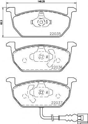 HELLA VW Тормозные колодки передн.Audi A3 13-,Seat Leon,Skoda Octavia III,Golf VII 12- VAG арт. 8DB355021951