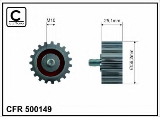 Фото - 56,2x10x25,1 metal Ролик направляючий Ford Escort/Mondeo 1,8D/TD -96 CAFFARO - 500149