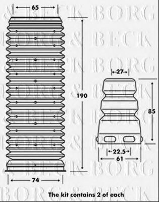 BPK7001 BORG & BECK - Пильвик амортизатора з відбійником к-т