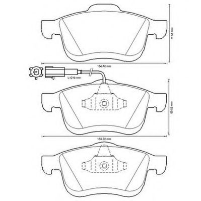 JURID FIAT колодки гальмівні передн (з датчик. Doblo 10-,Opel Combo Tour 12- BLUEPRINT арт. 573334J