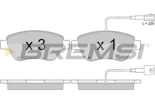 Гальмівні колодки пер. Doblo 01- (Bosch) (122.8x53.6) з датчиком BLUEPRINT арт. BP2942