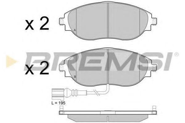 Гальмівні колодки пер. VW Passat 10-/Skoda Octavia 12- (TRW) з датчиком ABS арт. BP3474