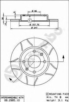 Гальмівний диск BREMBO арт. 08298575