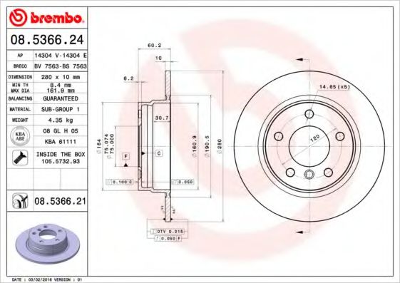 Гальмівний диск FEBIBILSTEIN арт. 08536621