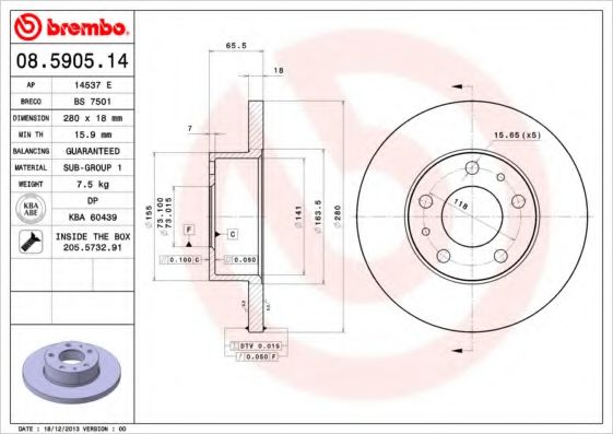 Гальмівний диск BOSCH арт. 08590514