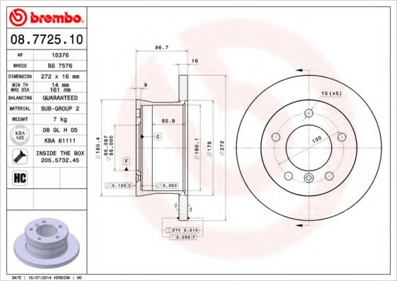 Гальмівний диск ABE арт. 08772510