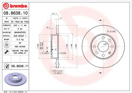 Гальмівний диск BOSCH арт. 08863811