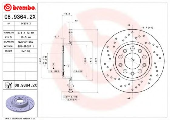 Гальмівний диск BOSCH арт. 0893642X