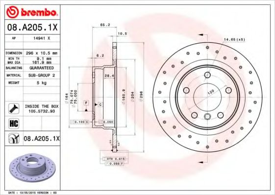 Гальмівний диск TRW арт. 08A2051X