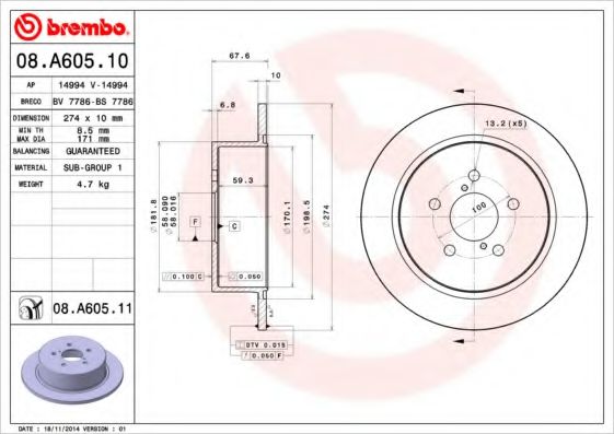 Гальмівний диск зад. Legacy/Liberty/Outback 03-09 BLUEPRINT арт. 08A60511