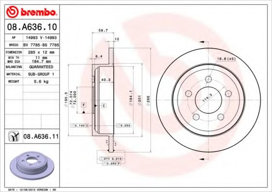 Гальмівний диск BOSCH арт. 08A63610