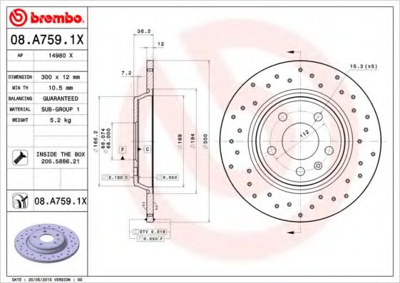 Диск гальмівний TRW арт. 08A7591X