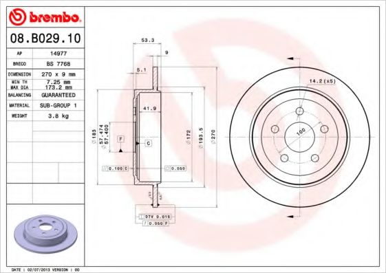 Гальмівний диск BOSCH арт. 08B02910