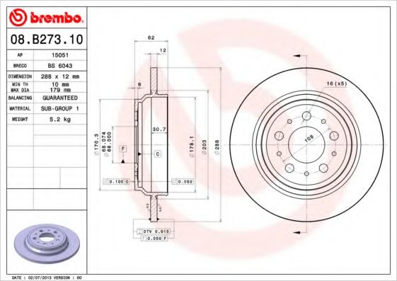 Гальмівний диск BOSCH арт. 08B27310