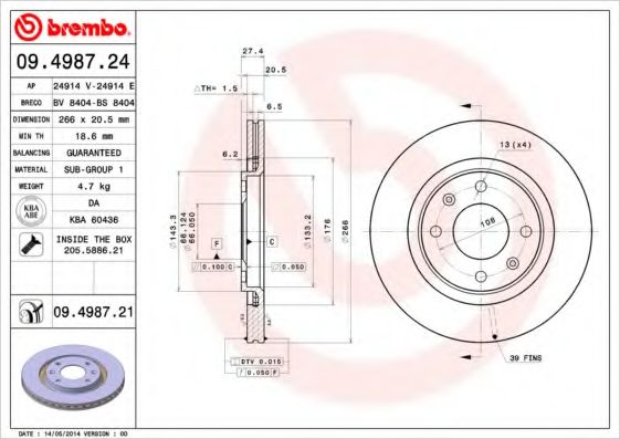 Гальмівний диск FEBIBILSTEIN арт. 09498721