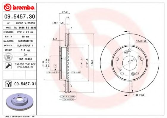 Гальмівний диск BLUEPRINT арт. 09545731