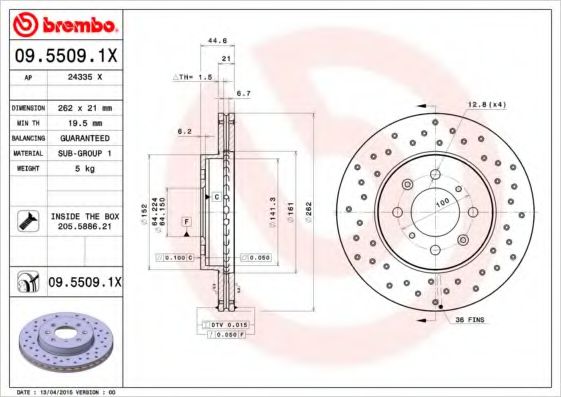 Гальмівний диск BREMBO арт. 0955091X