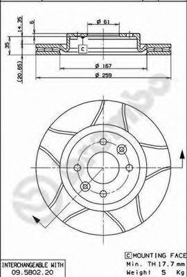 Гальмівний диск BREMBO арт. 09580276