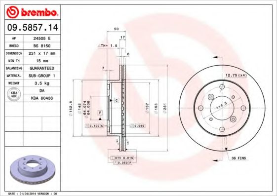 Гальмівний диск FEBIBILSTEIN арт. 09585714