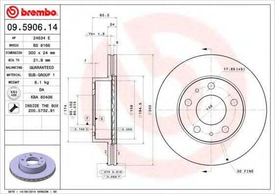 Гальмівний диск BOSCH арт. 09590614