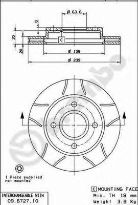 Гальмівний диск BREMBO арт. 09672777