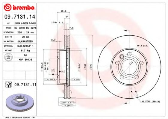 Гальмівний диск BOSCH арт. 09713111