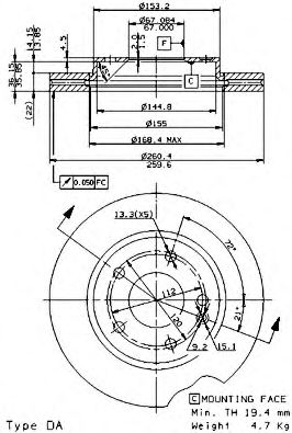 Гальмівний диск ZIMMERMANN арт. 09735921