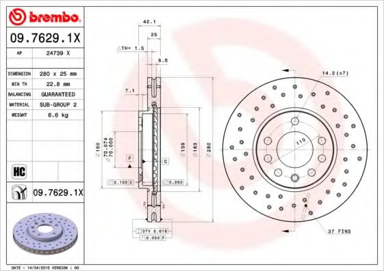 Гальмівний диск FERODO арт. 0976291X