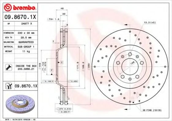 Гальмівний диск BOSCH арт. 0986701X