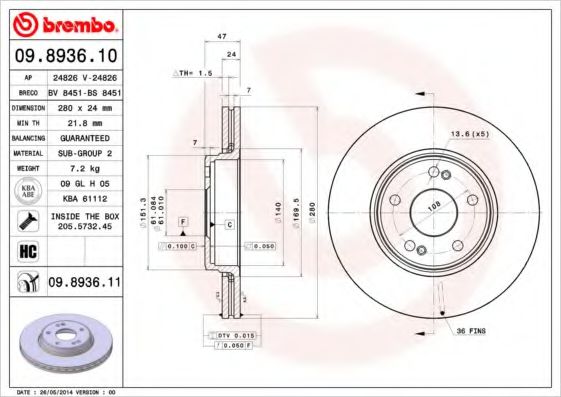 Гальмівний диск FEBIBILSTEIN арт. 09893611