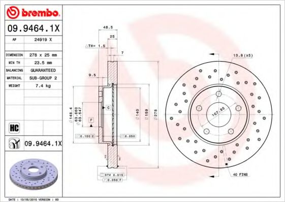 Гальмівний диск BOSCH арт. 0994641X