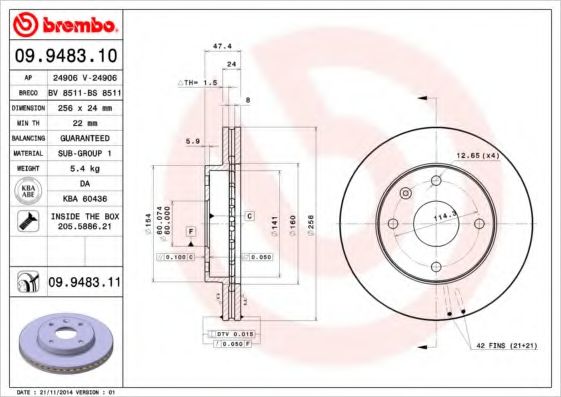 Фото - Тормозной диск BREMBO - 09948310