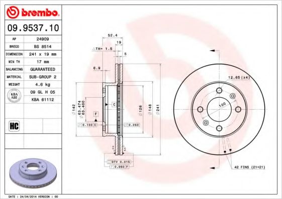 Гальмівний диск BLUEPRINT арт. 09953710